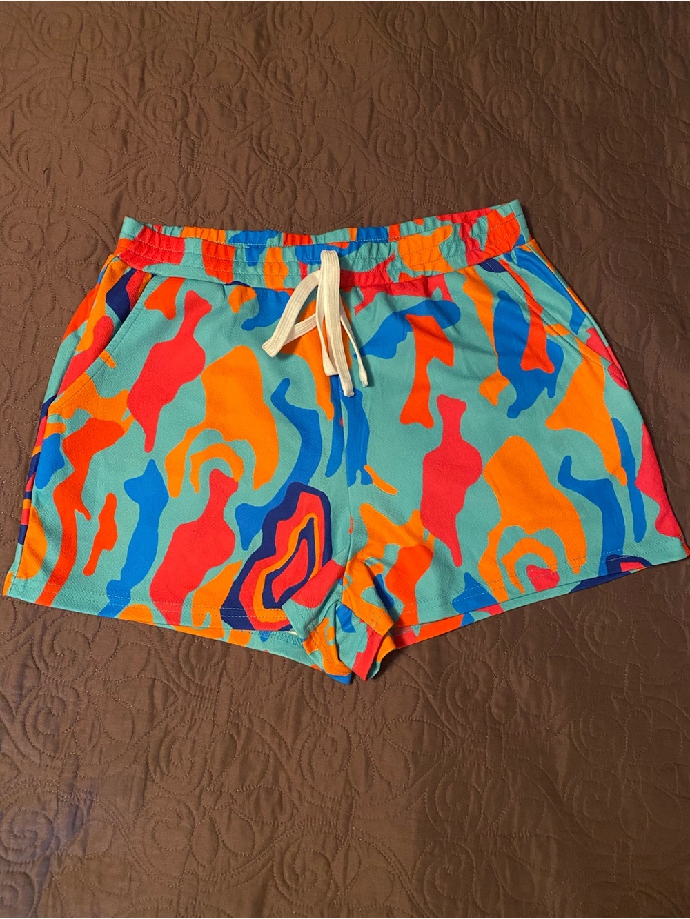 SHEIN Aqua Multi Abstract Drawstring Shorts Set - Picture 3 of 8